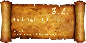Berényi Lili névjegykártya